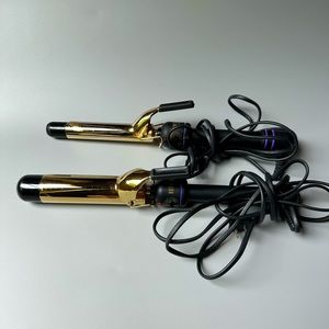 Hot Tools Salon  Barrel 24K Gold 1” + 1 1/2” Curling Iron/Wands